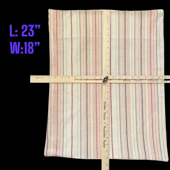 Rachel Ashwell Pair Of Striped Cotton Pillowcases 23"x18" Cream With Red & Blue - Picture 4 of 6